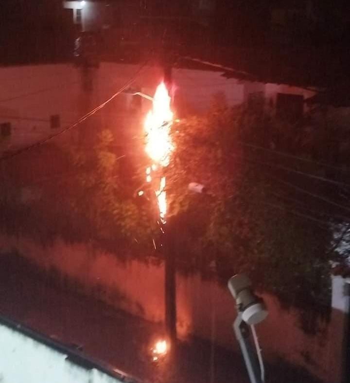 incedio em poste