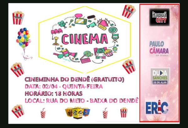 Cineminha do Dendê leva lazer gratuito para a Baixa do Dendê nesta Quinta-Feira Santa